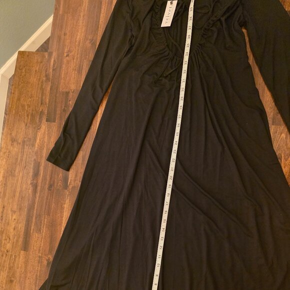 Velvet by Graham & Spencer Dress Womens XS Black Long Sleeve Ruched Soft - Picture 3 of 11